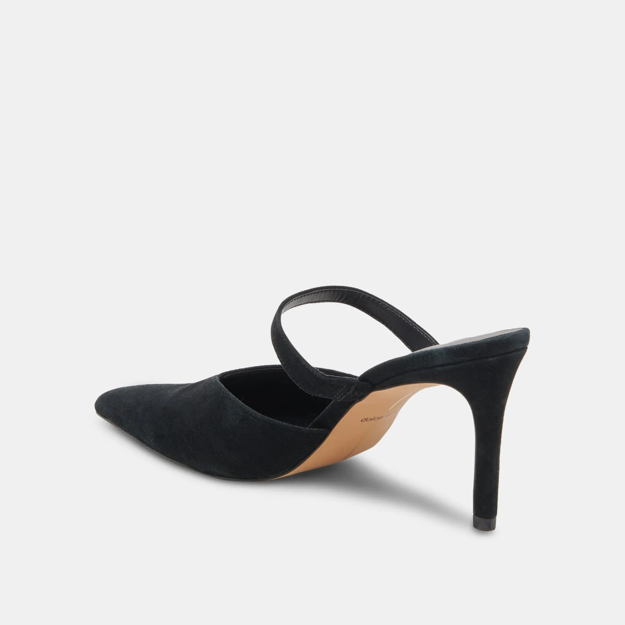 Chic Pumps Open Back Heeled Sandals KANIKA WIDE HEELS ONYX SUEDE
