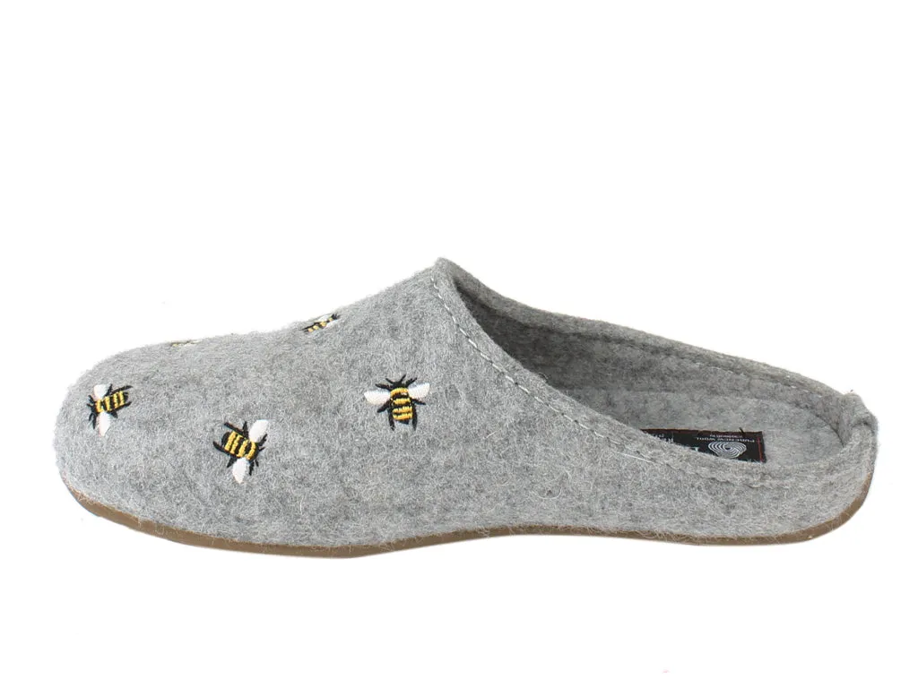 Stylish Casuals ReflectiveDetails Haflinger Slippers Everest Bees Light Grey