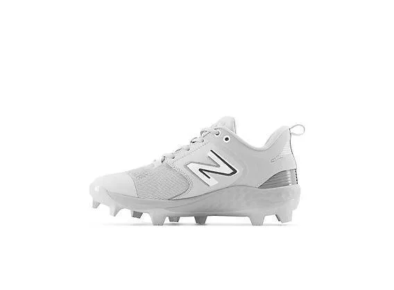 Relaxed Feel New Balance Men's Fresh Foam 3000 V6 Molded Baseball Cleats - Grey with White - PL3000G6