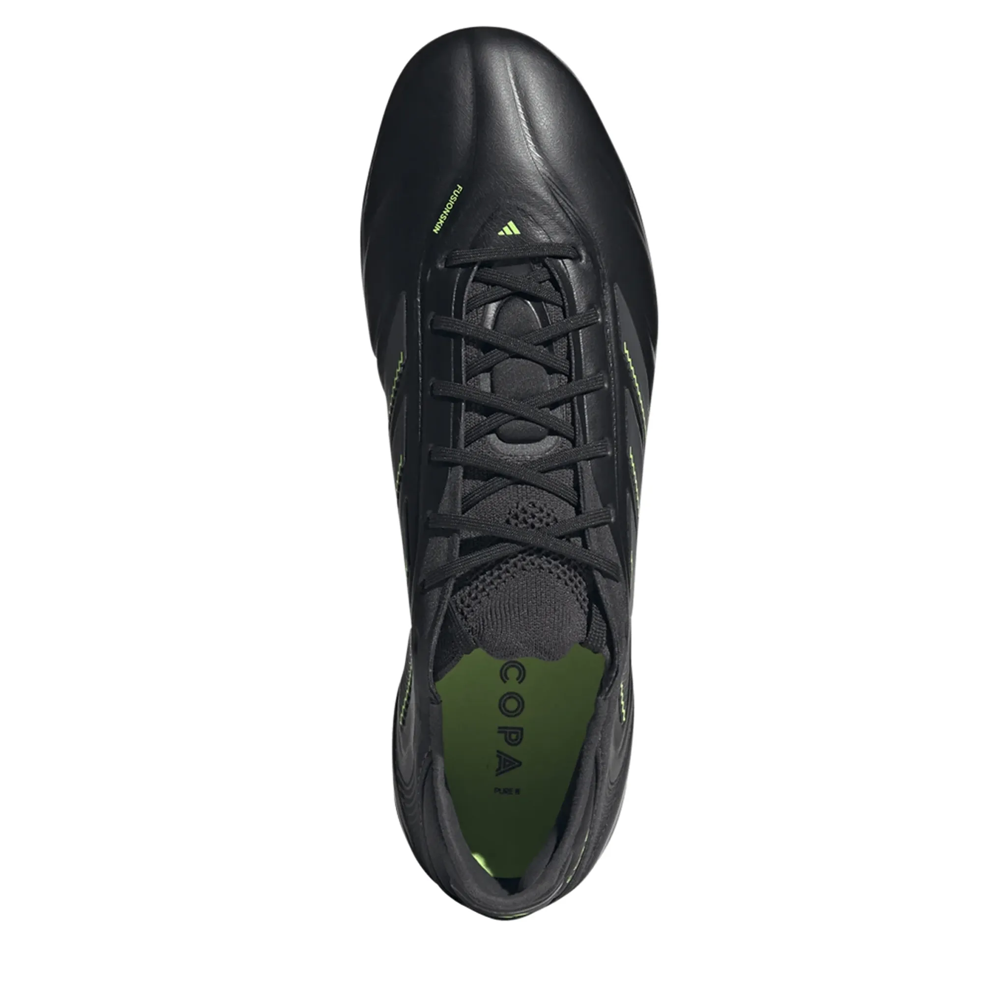Power Step Stability Zone adidas Copa Pure III Elite Firm Ground Soccer Cleats (Black/Lucid Lemon)