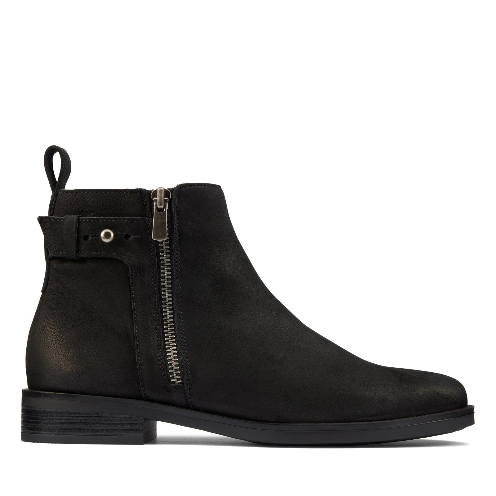 Custom Fit Clarks Memi LO 26162170 Womens Black Nubuck Zipper Ankle & Booties Boots