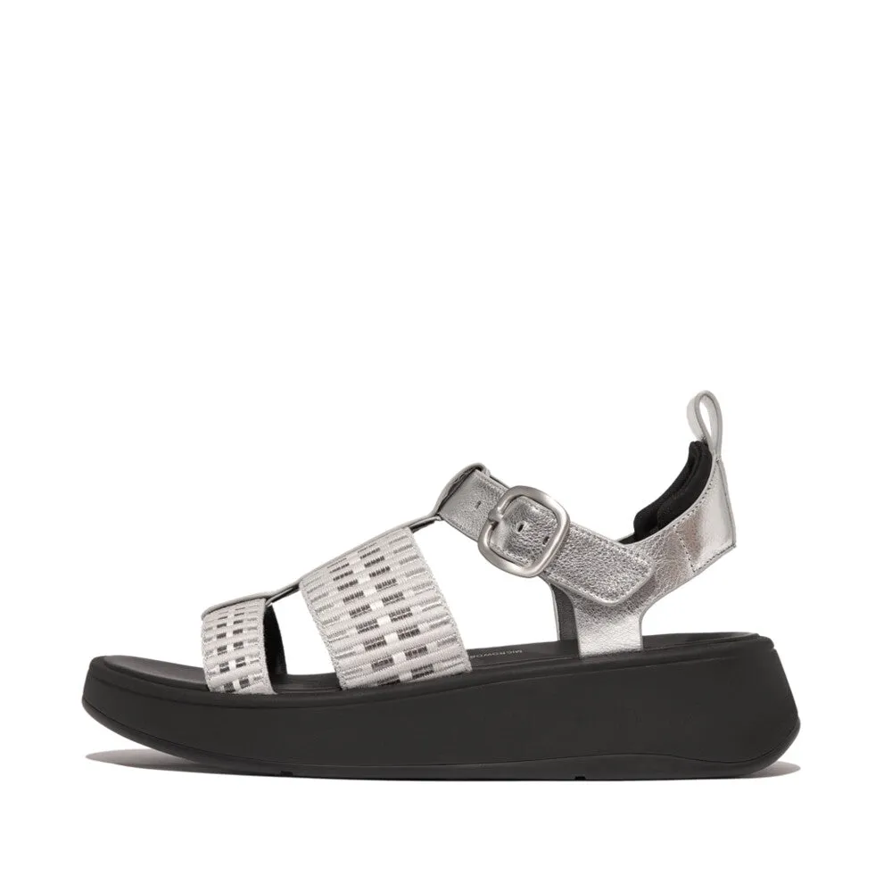 Fast Go F-MODE Metallic-Leather/Webbing Flatform Fisherman Sandals