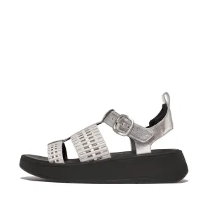 F-MODE Metallic-Leather/Webbing Flatform Fisherman Sandals Day Long