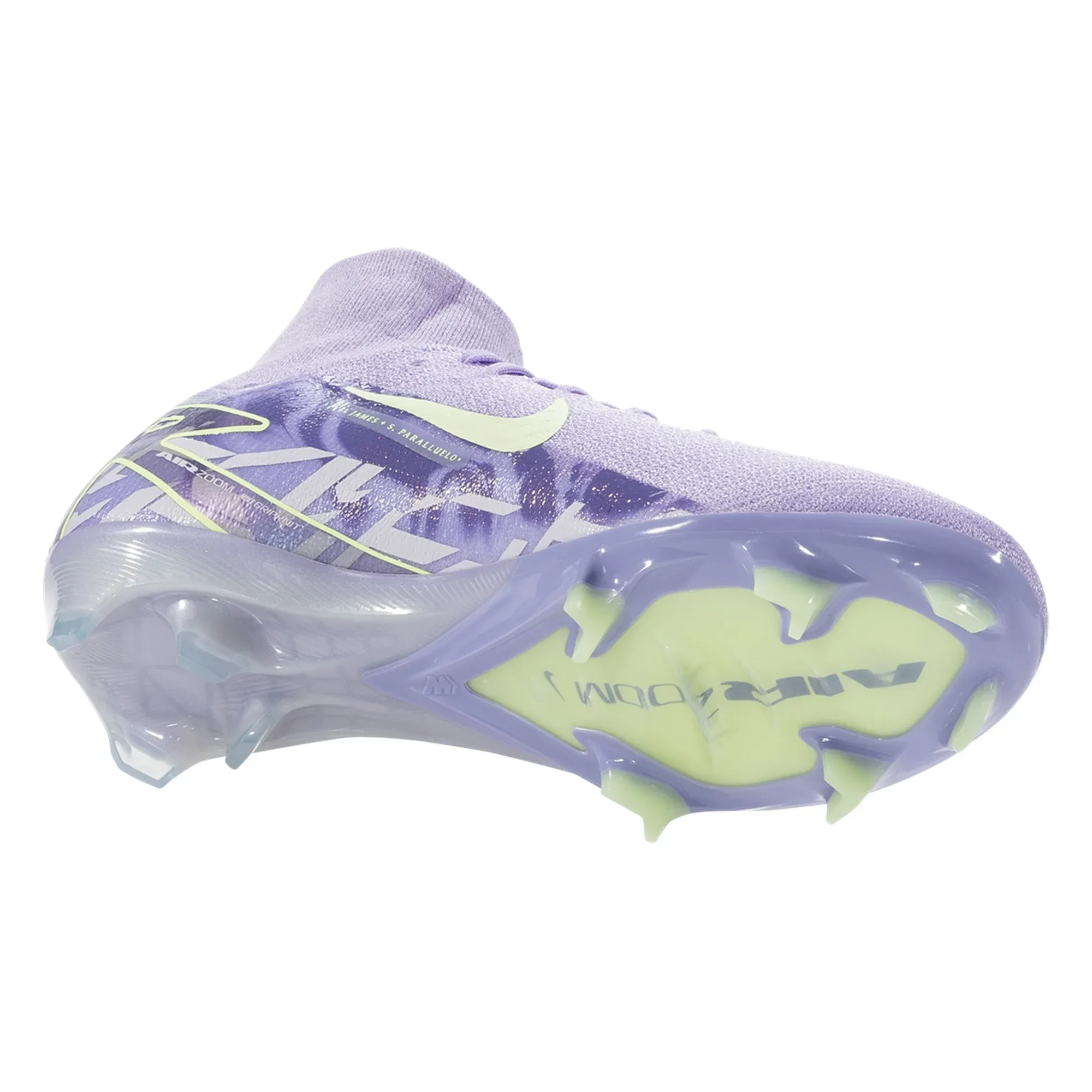 Nike United Zoom Superfly 10 Elite FG Soccer Cleats (Purple Agate/Barely Volt) Ball Rotation