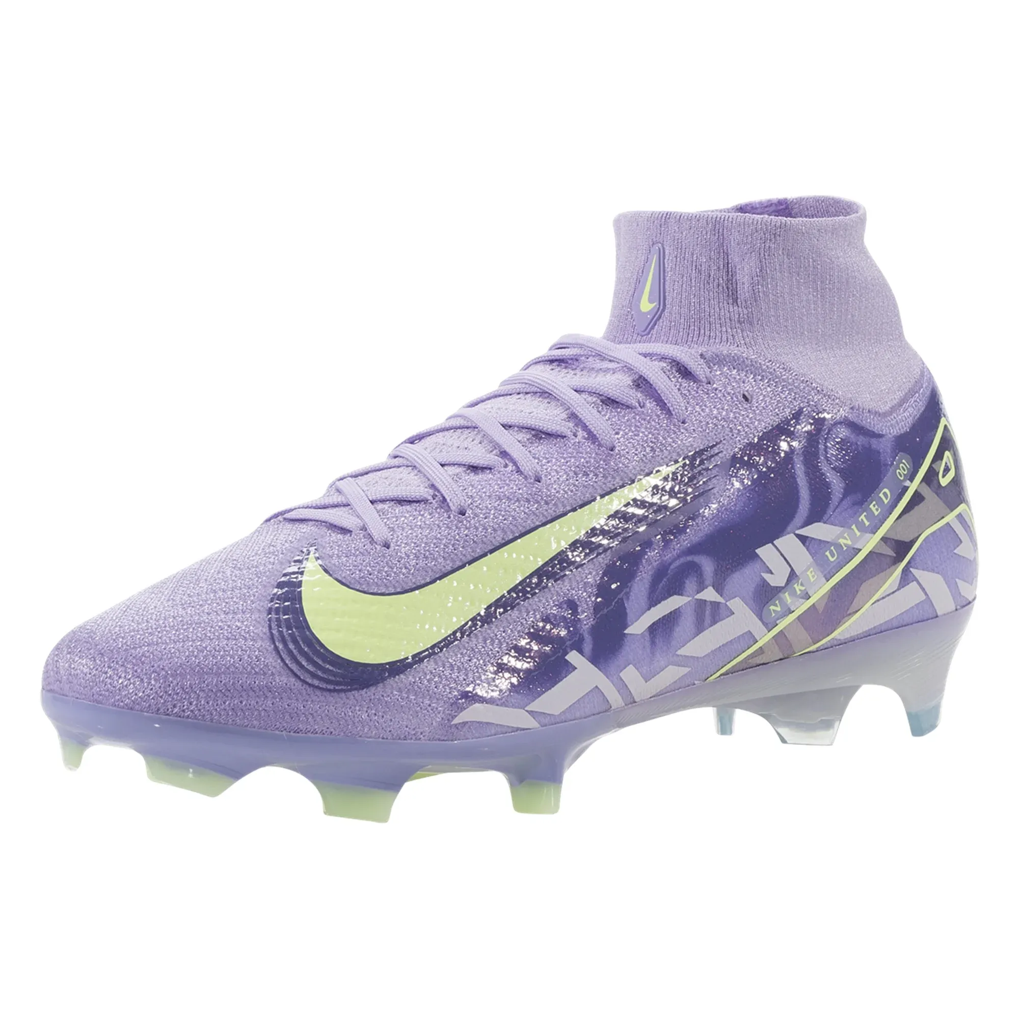 Nike United Zoom Superfly 10 Elite FG Soccer Cleats (Purple Agate/Barely Volt) Optimal Grip ground contact