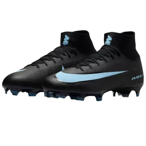 High rebound Training Focus Nike Zoom Mercurial Superfly 10 Pro Firm Ground Soccer Cleats (Black/Ice Blue)