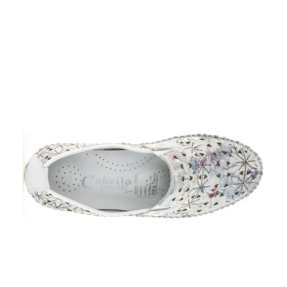 CABELLO CLEAR WHITE PRINT Easy Slip Shoes Comfy Style