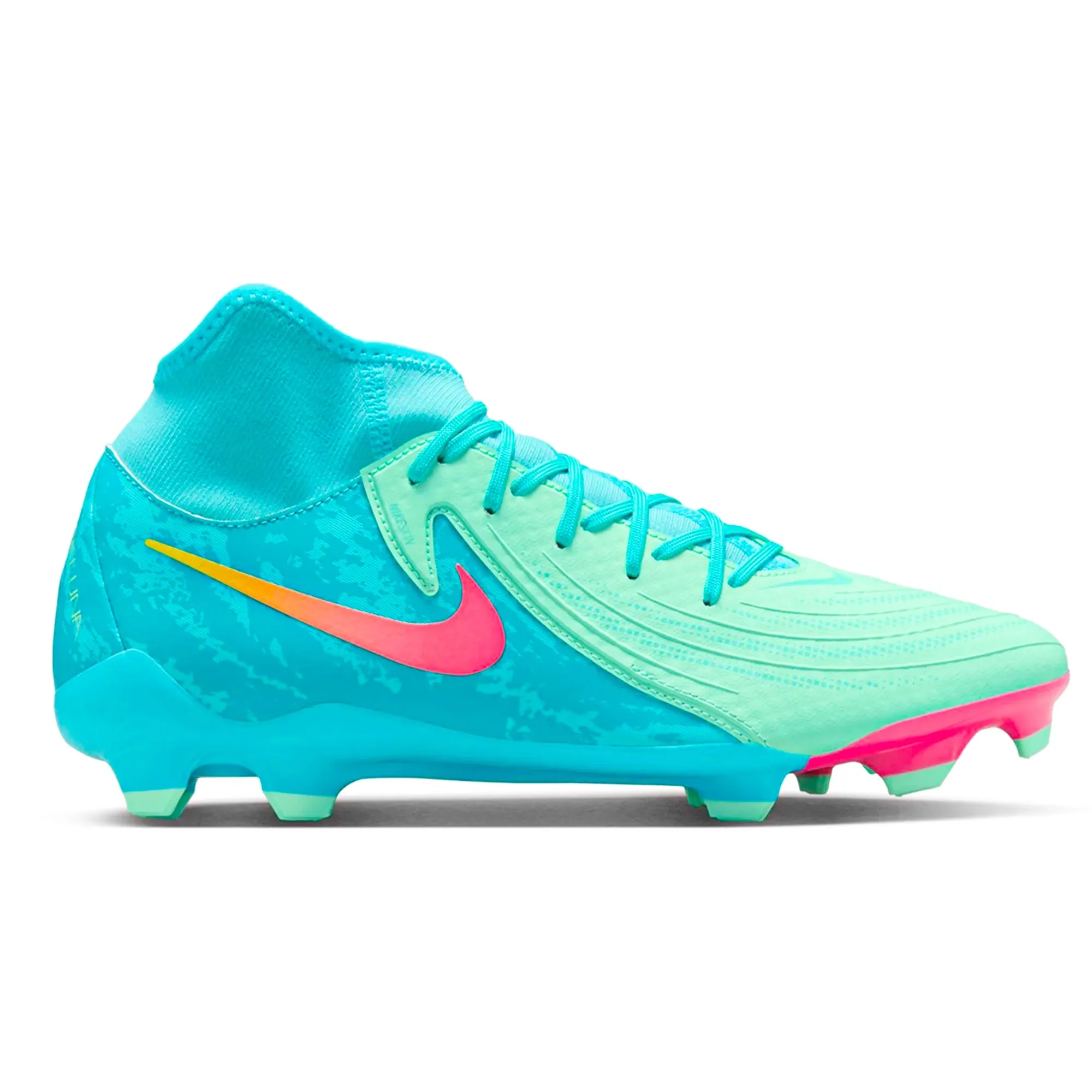 Nike Phantom Luna II Academy LV8 FG/MG Soccer Cleats (Green Glow/Black) Foot Motion