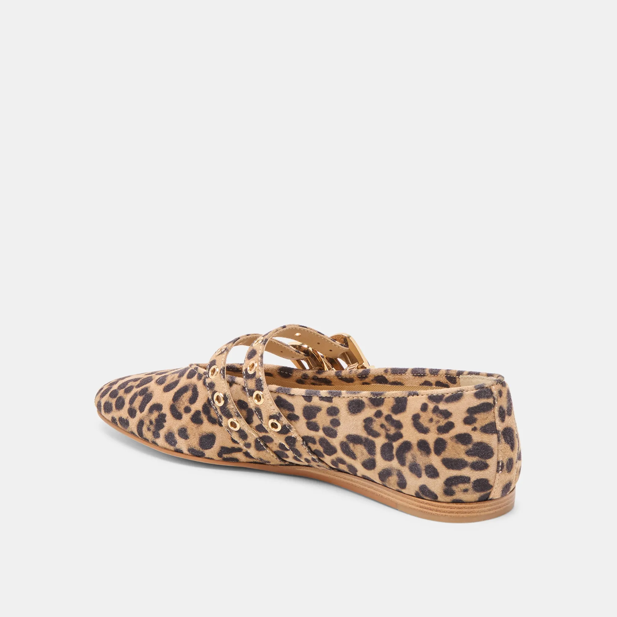 Snug Fit Design BAYLEE GROMMET BALLET FLATS DK LEOPARD PRINTED SUEDE