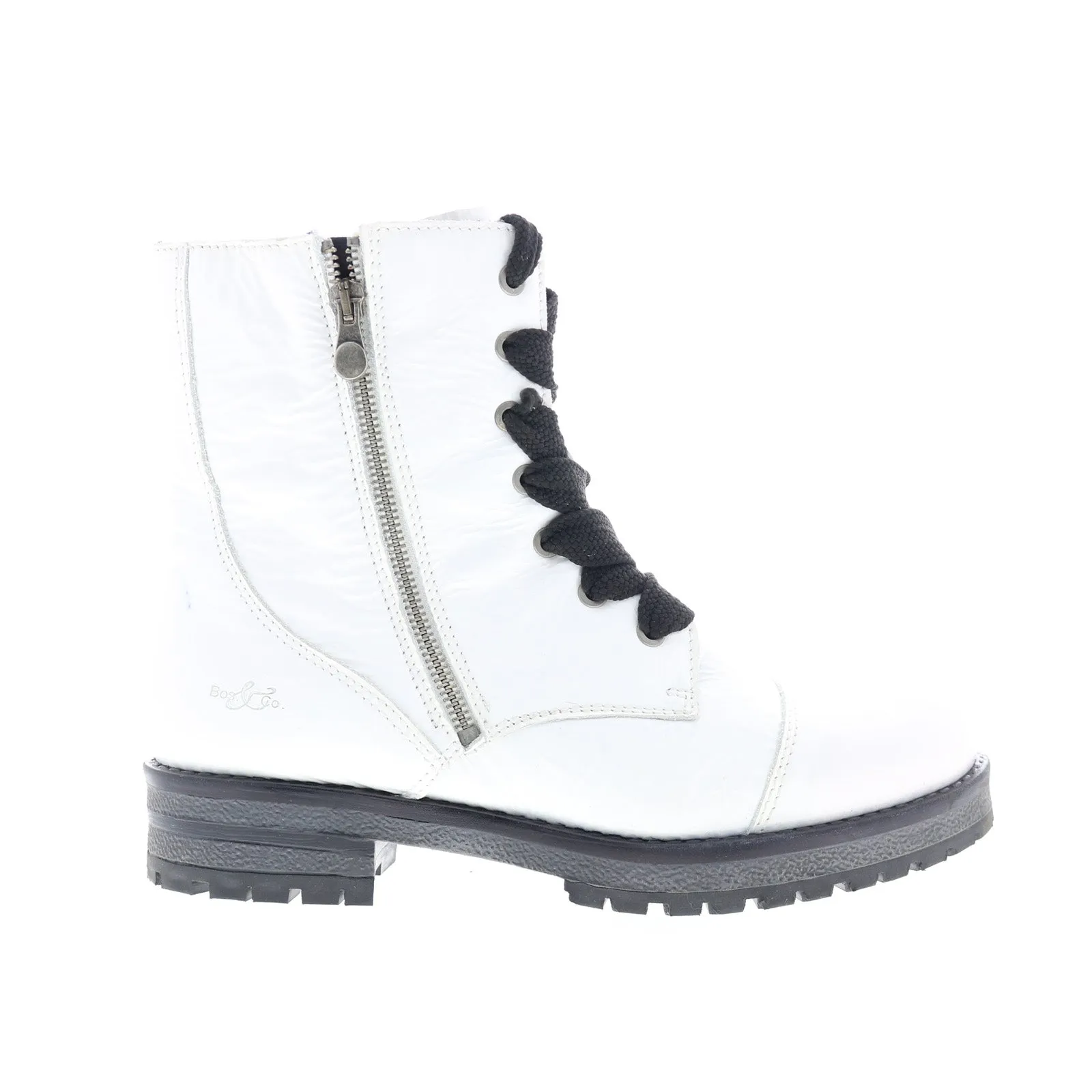 Comfortable Movement Bos. & Co. Paulie Womens White Leather Lace Up Casual Dress Boots