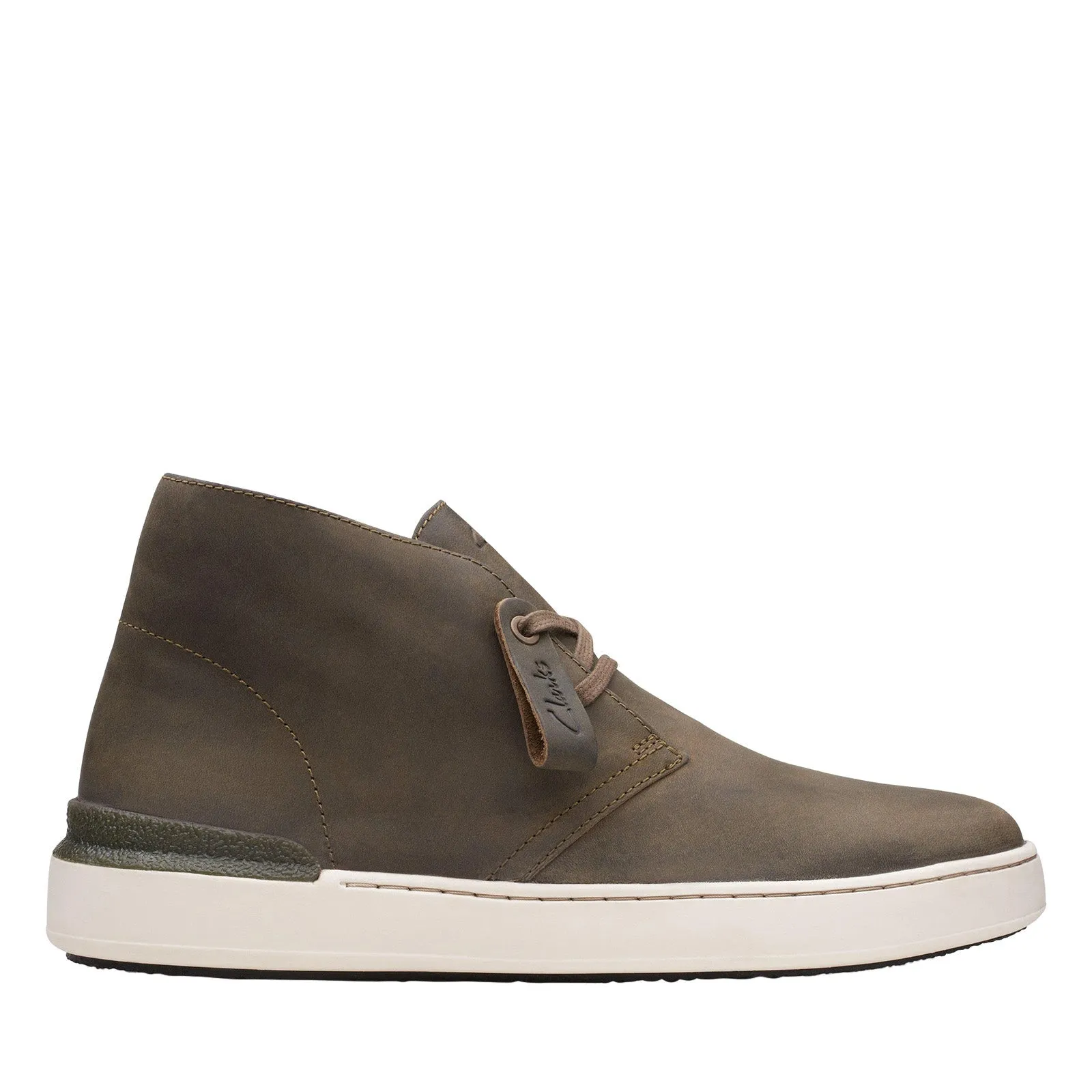 Clarks CourtLite DBT 26168596 Mens Green Leather Lace Up Chukkas Boots Minimal Build Slip-Resistant Sole