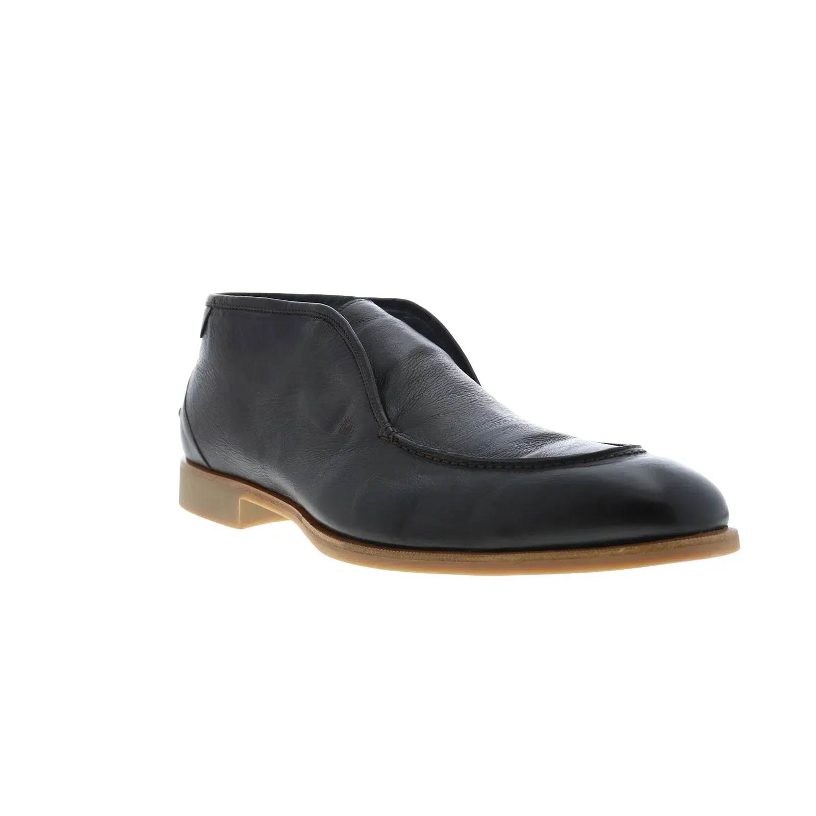 Di Bianco Fidenza Bello Seta Mens Brown Leather Slip On Ankle Boots Smooth Texture Compact Form