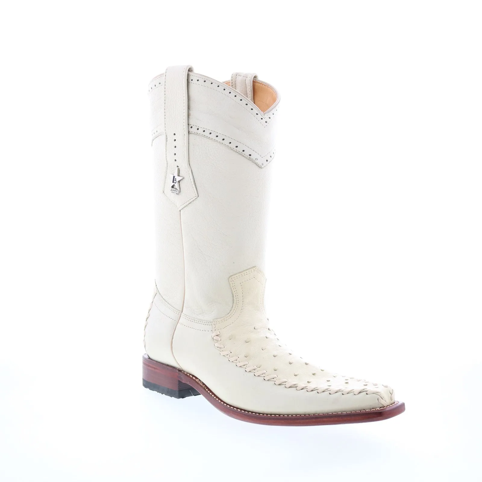 Classic Comfort Heavy Duty Performance Los Altos Square Toe Ostrich 770304 Mens Beige Wide Cowboy Western Boots