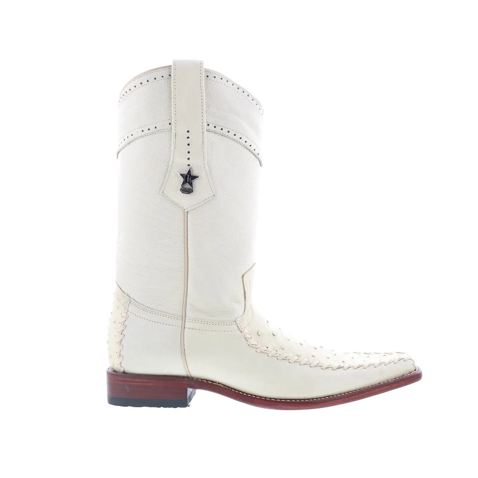 Breathable Uppers Los Altos Square Toe Ostrich 770304 Mens Beige Wide Cowboy Western Boots