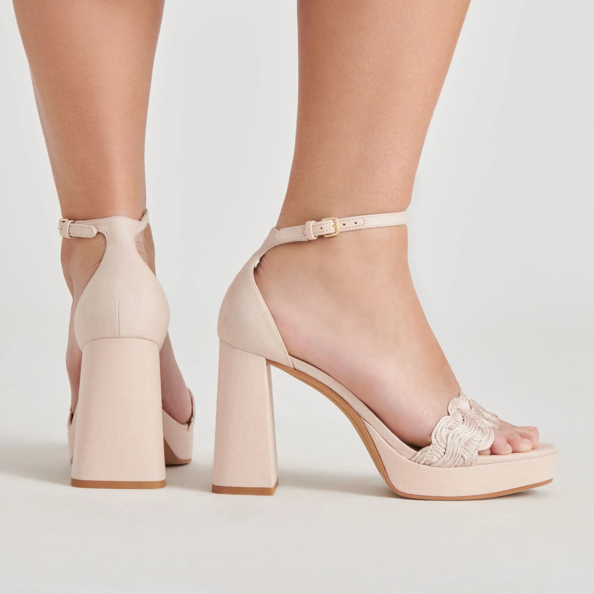 Winter High Heels Glam Heels for Night Out PELTIN HEELS LIGHT PINK WOVEN RAFFIA