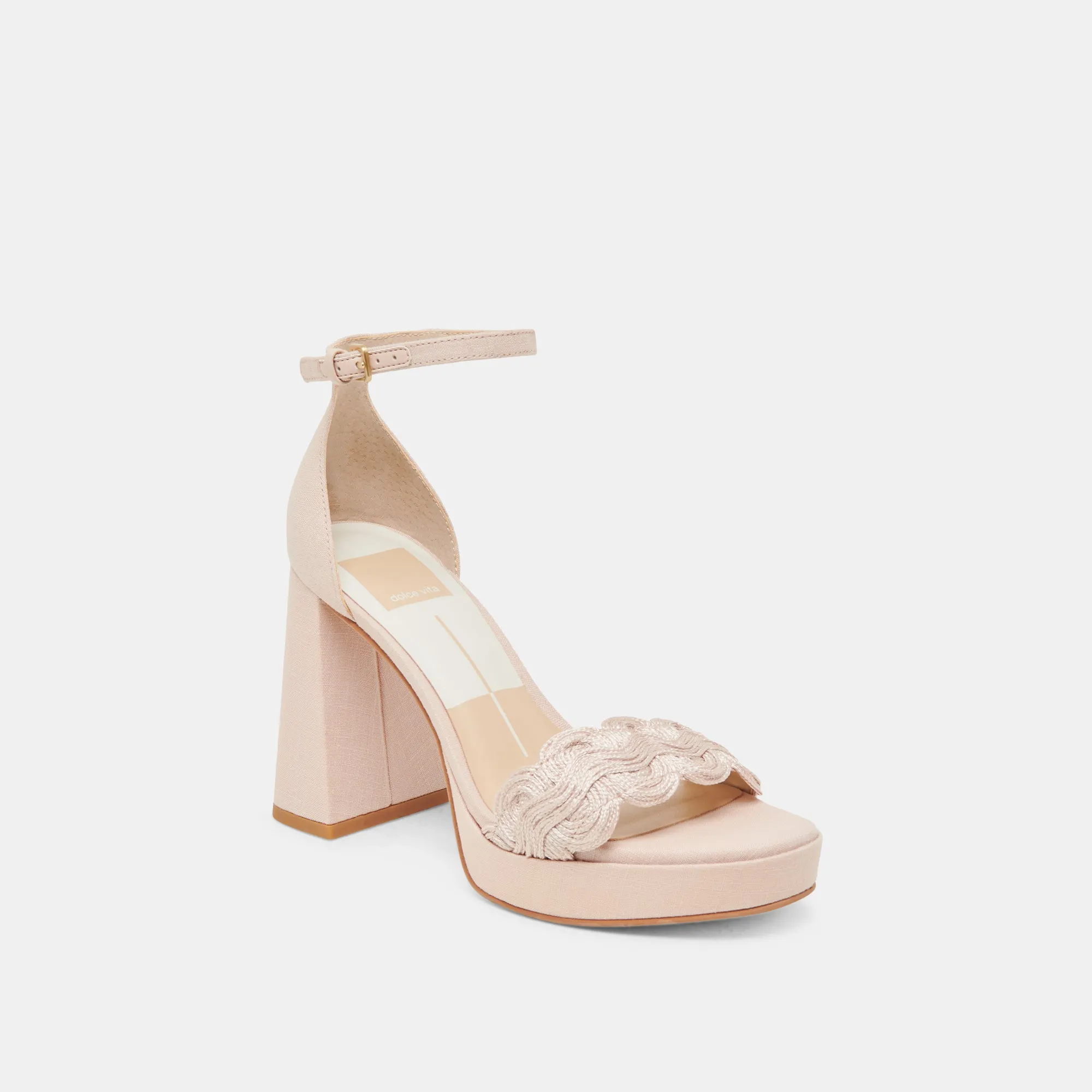 Quick Dry Fabric PELTIN HEELS LIGHT PINK WOVEN RAFFIA