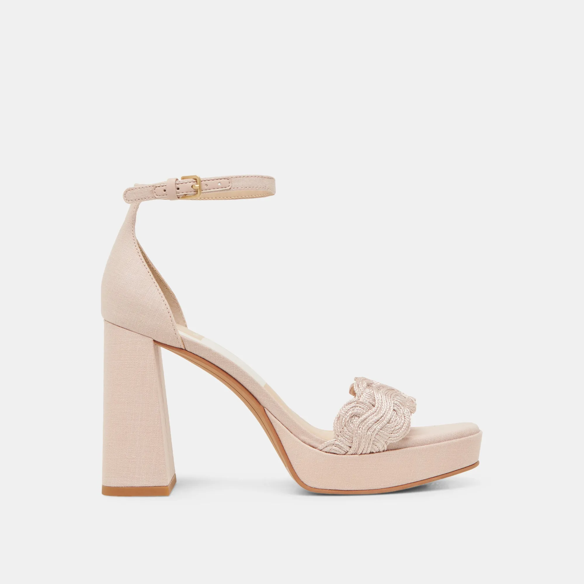 Comfortable ankle support Lightweight PELTIN HEELS LIGHT PINK WOVEN RAFFIA