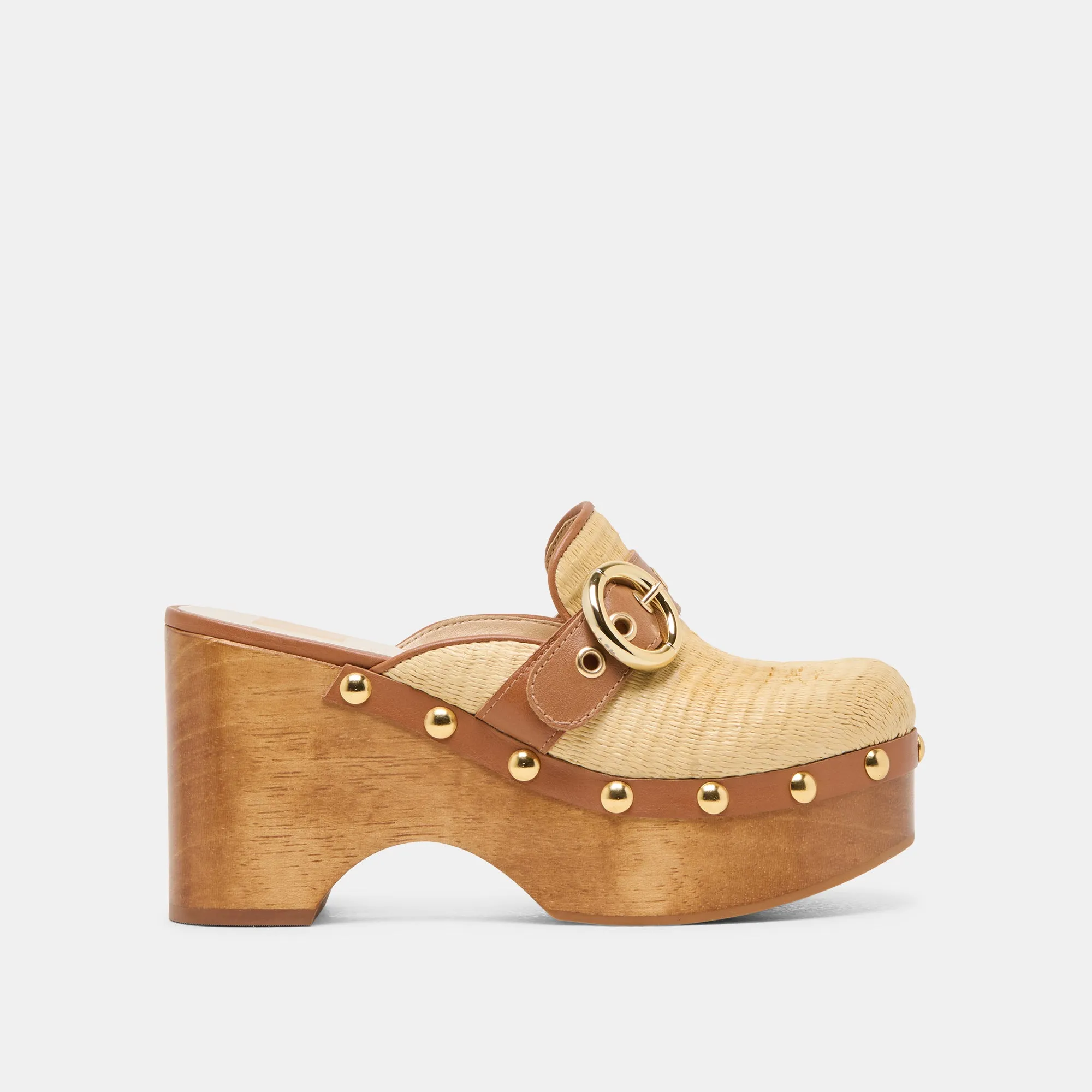 Synthetic Upper DEBRAH CLOGS LT NATURAL RAFFIA