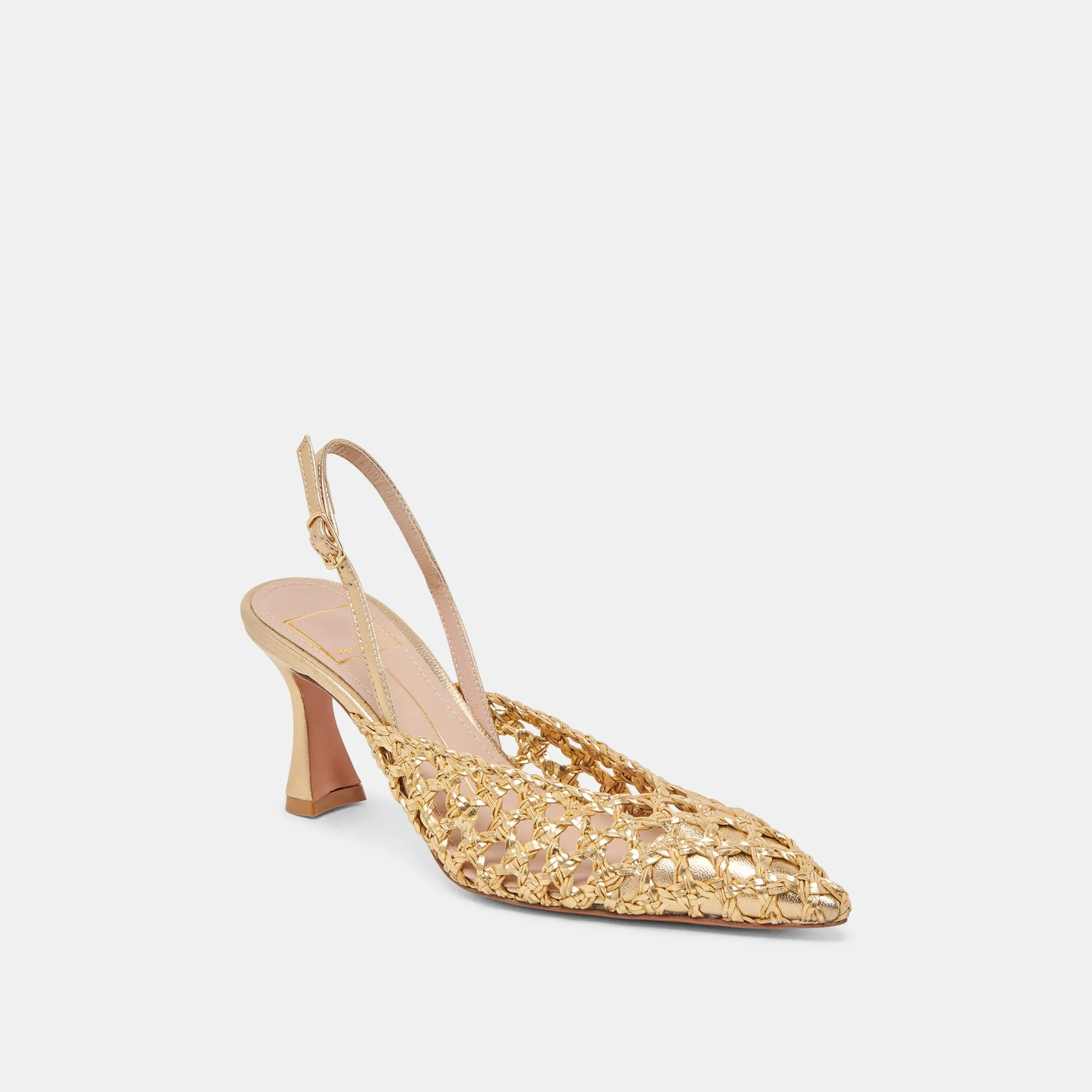 GLORIA HEELS GOLD WOVEN Vegan Heels platform sandals