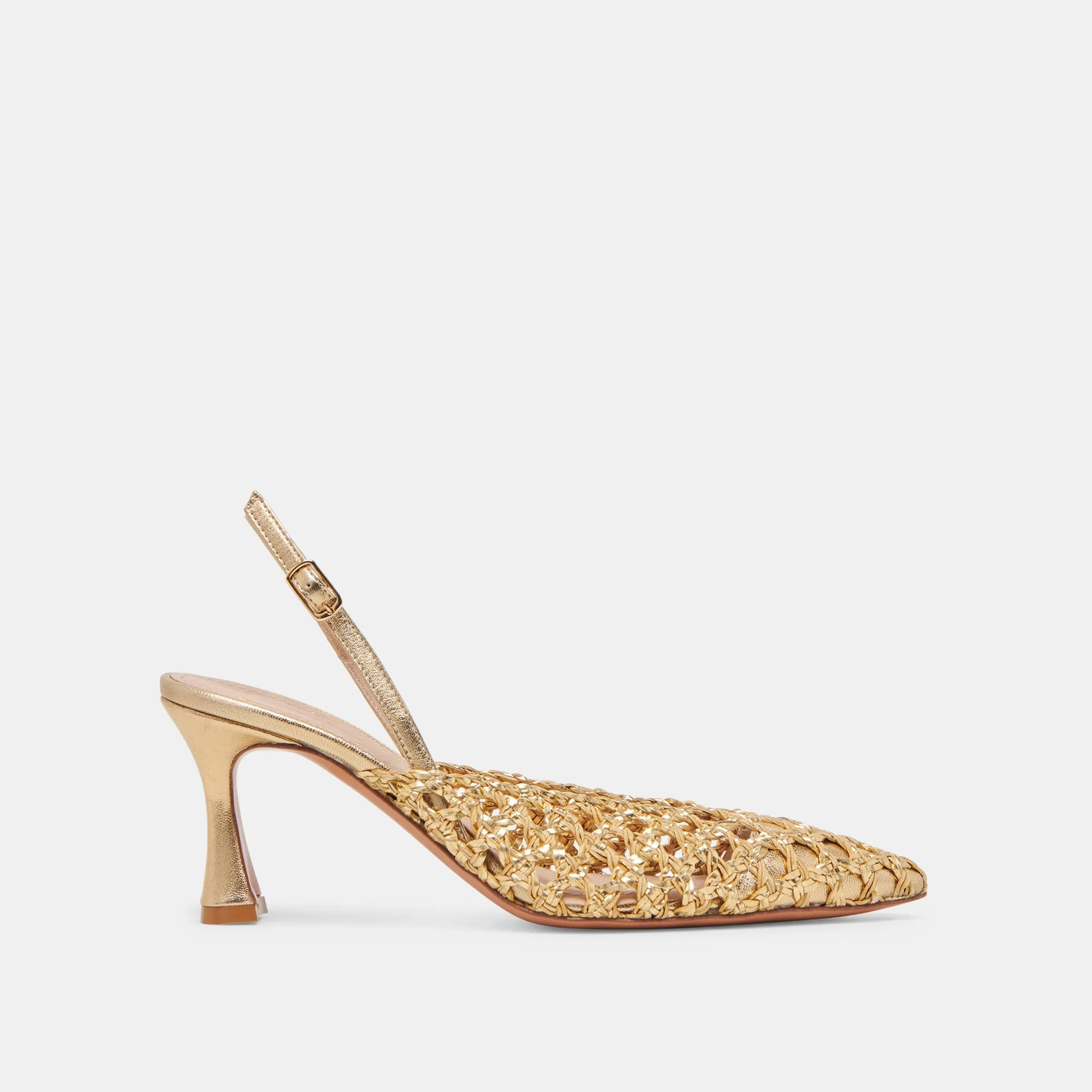 GLORIA HEELS GOLD WOVEN Beach Wedding Heels