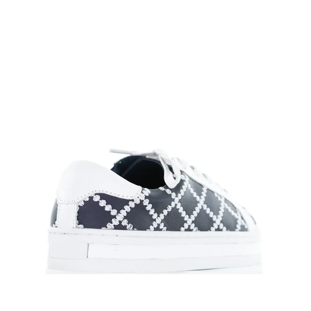 ALFIE & EVIE PLEAT WHITE DEEP OCEAN Firm Lock Comfort Wedge