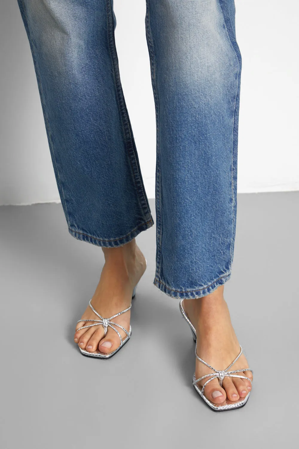 Peep Toe Sandals Lottie Sandals in Silver Leather