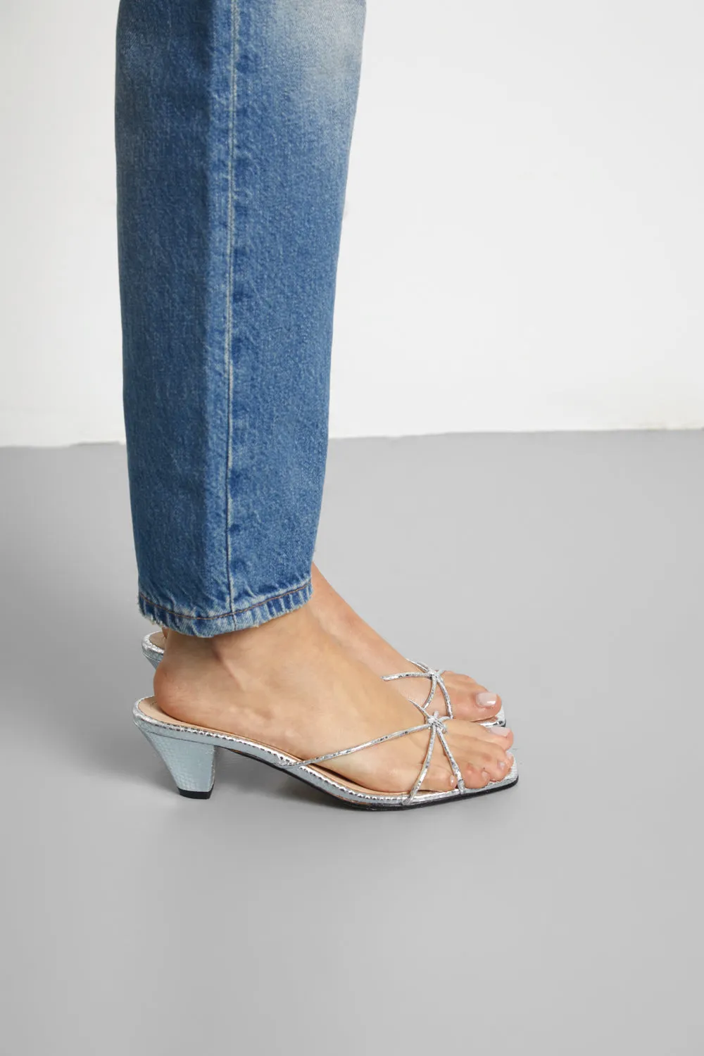 lace up closure Lottie Sandals in Silver Leather