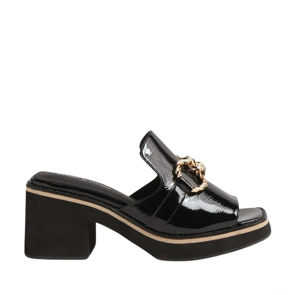 DJANGO & JULIETTE JAMMS BLACK PATENT Heels for Spring Cushioned heel