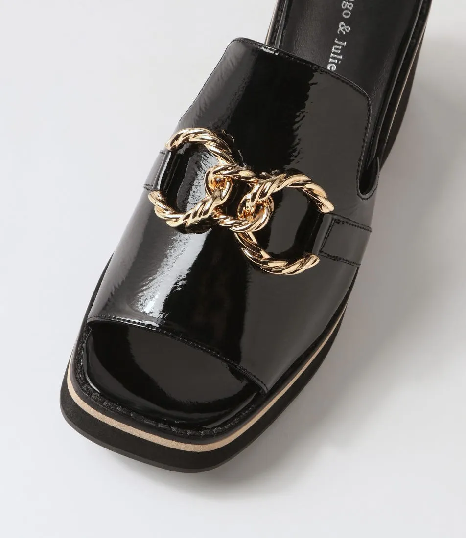 Chunky Heels Bridal Stiletto Shoes DJANGO & JULIETTE JAMMS BLACK PATENT