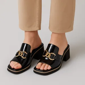 DJANGO & JULIETTE JAMMS BLACK PATENT Designer Platform Shoes