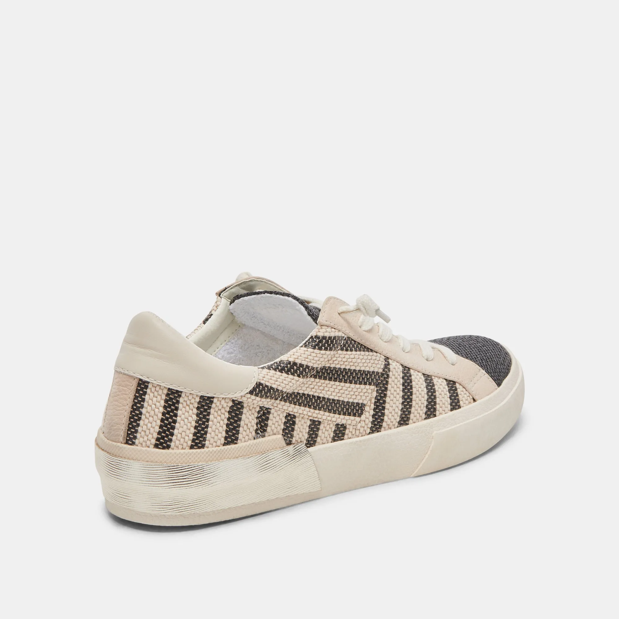 Urban Minimal Impact-absorbing durability ZINA PATCH SNEAKERS BLACK BEIGE RAFFIA