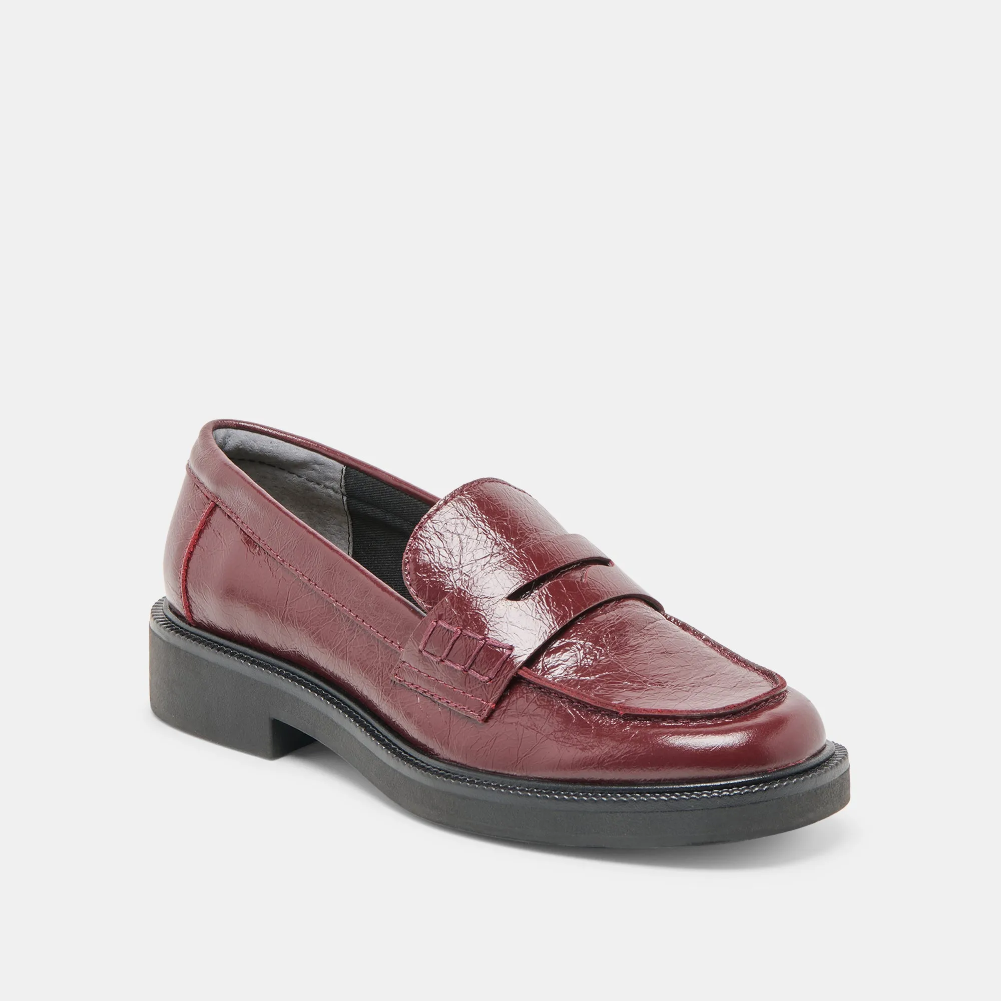 TIGGY LOAFERS OXBLOOD CRINKLE PATENT Durable Support