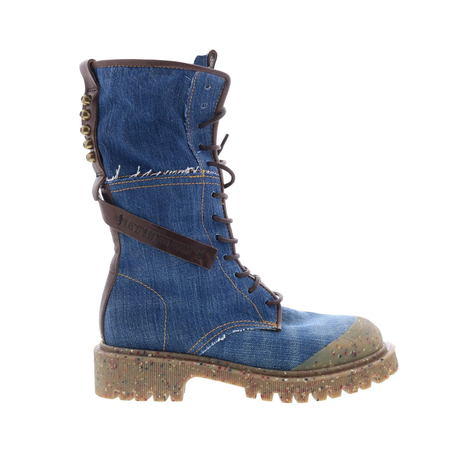 Brogue Detail Comfortable ankle support A.S. 98 Cambert Womens Blue Leather Lace Up Casual Dress Boots