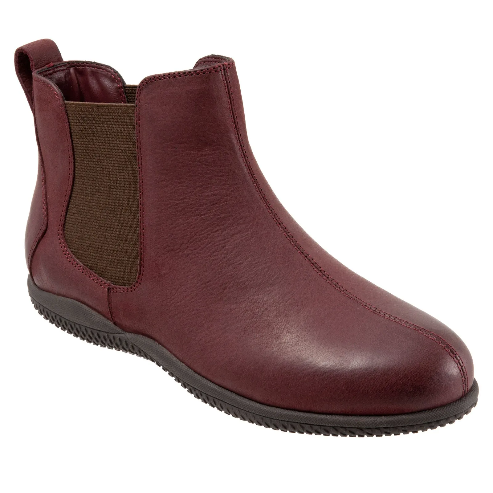 Softwalk Highland S2053-626 Womens Burgundy Leather Slip On Chelsea Boots Seamless Stitching
