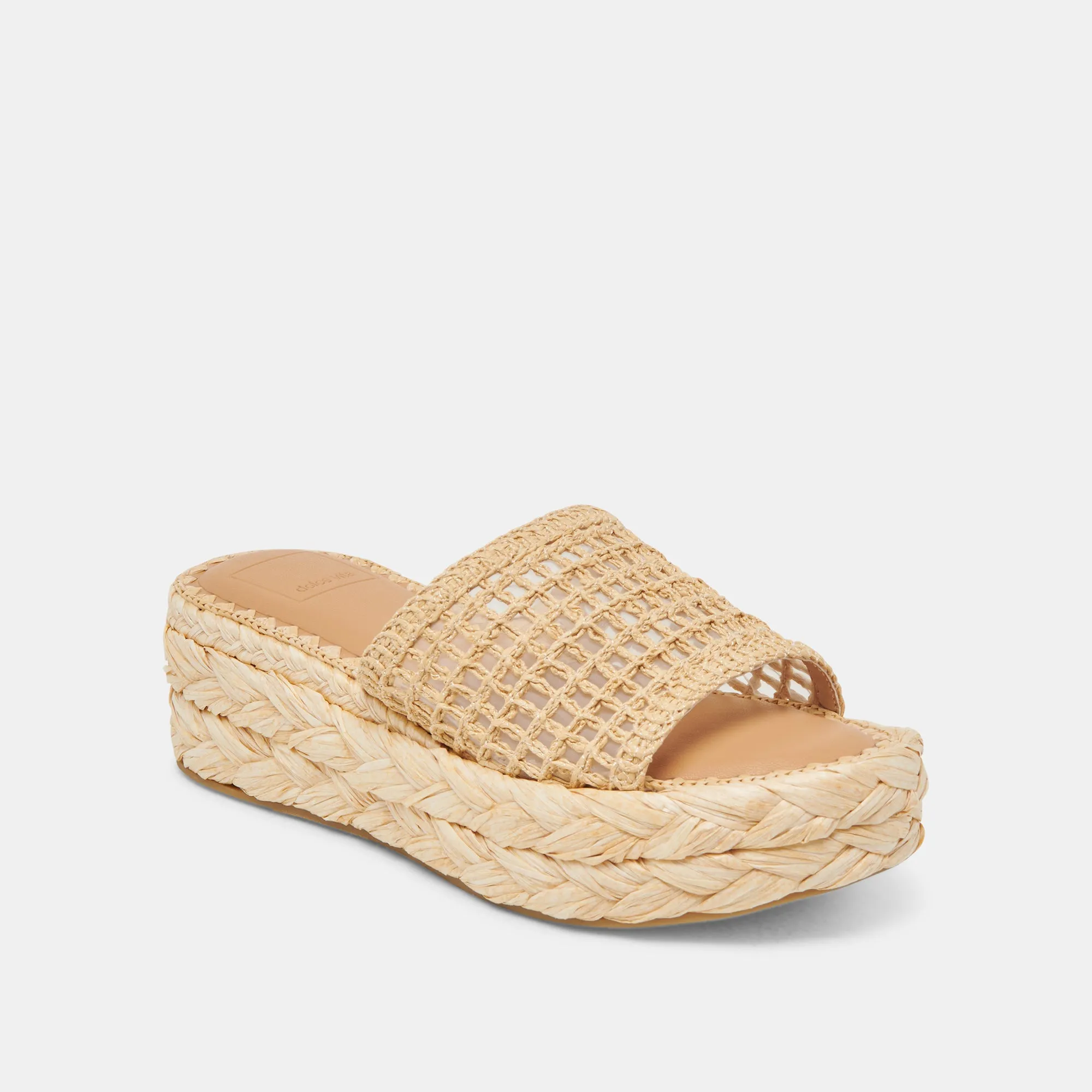 Supportive Fit Adjustable band CHAVI MESH SANDALS NATURAL WOVEN RAFFIA