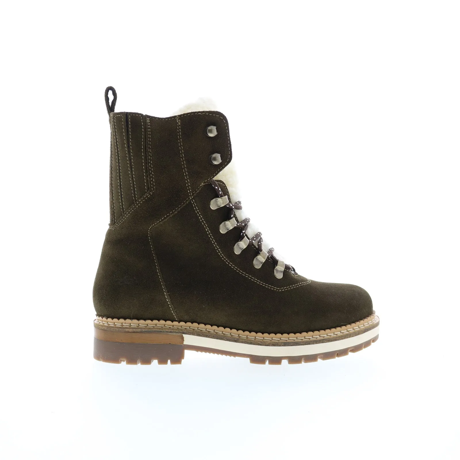 Quick Wear Elastic Material Bos. & Co. Ada Womens Green Suede Lace Up Casual Dress Boots
