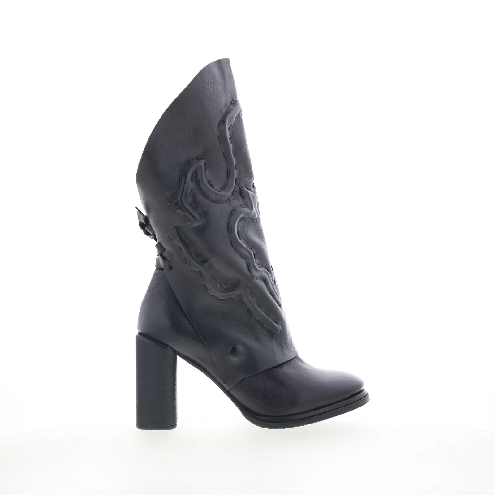 A.S. 98 Selbee A21202-101-6002 Womens Black Leather Casual Dress Boots soft feel Military Style