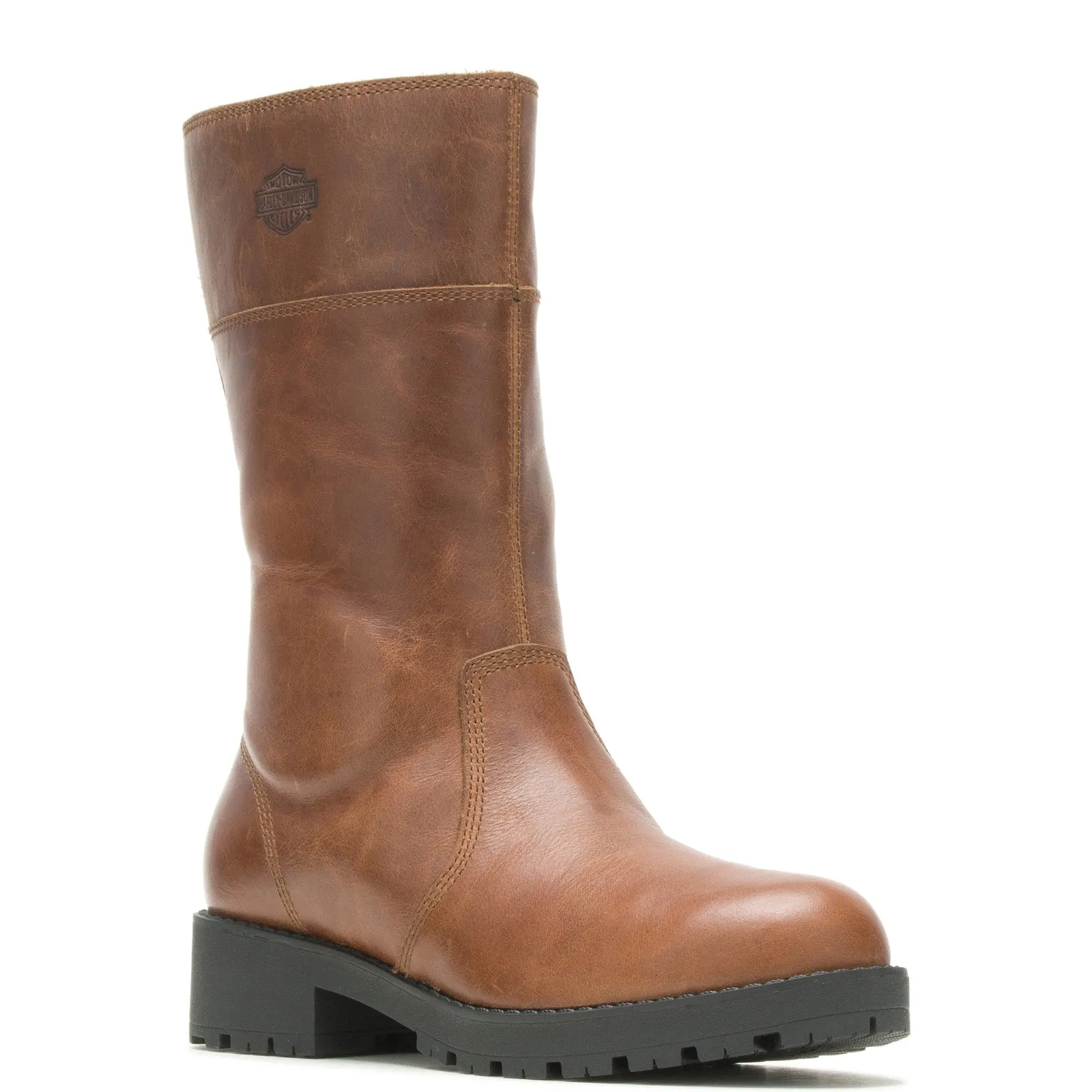 Anti Skid Harley-Davidson Lynwood Pull On D87220 Womens Brown Leather Motorcycle Boots