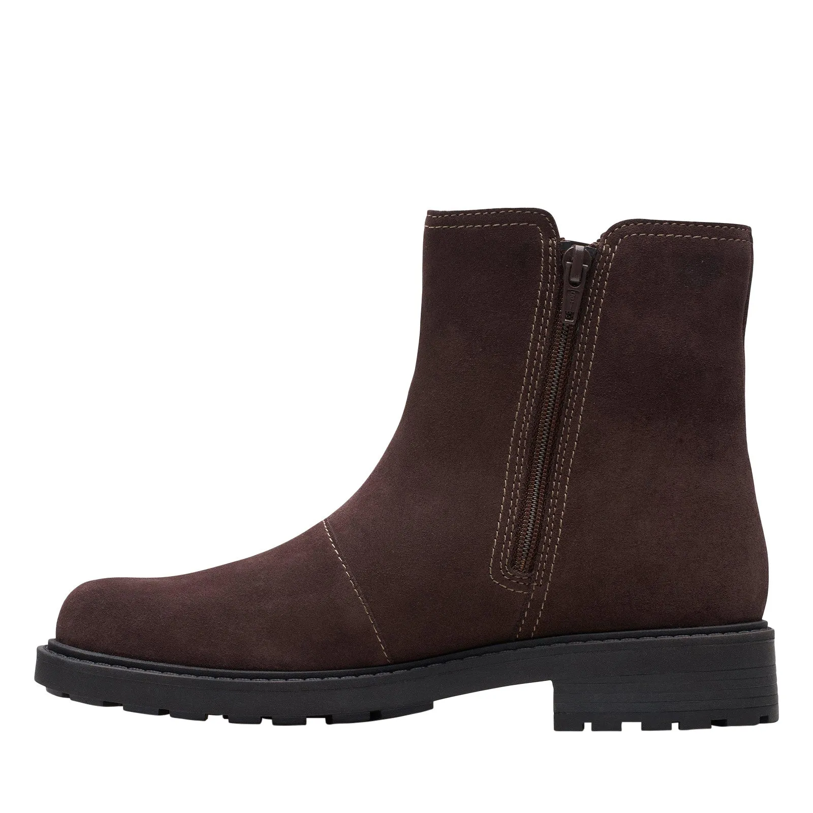 Clarks Opal Sky 26167848 Womens Brown Suede Slip On Chelsea Boots Zipper Closure