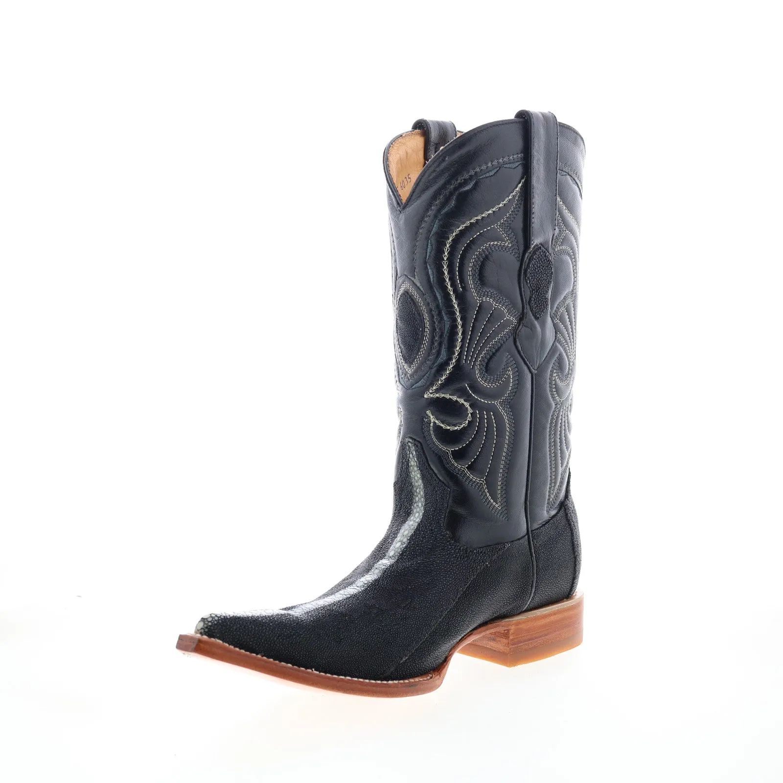 Los Altos 3X Toe Stingray Rowstone Mens Black Wide Cowboy Western Boots Breathable Lining Supportive Design