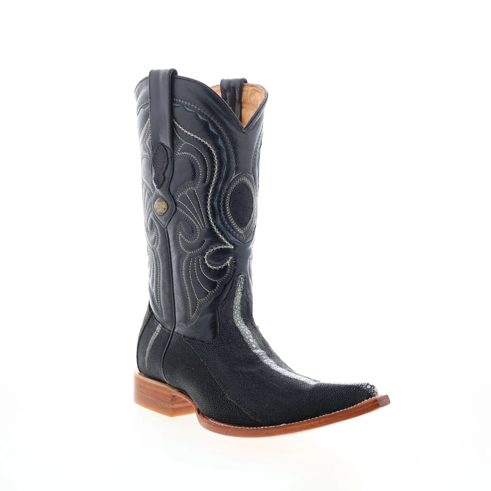 Los Altos 3X Toe Stingray Rowstone Mens Black Wide Cowboy Western Boots Winter Footwear