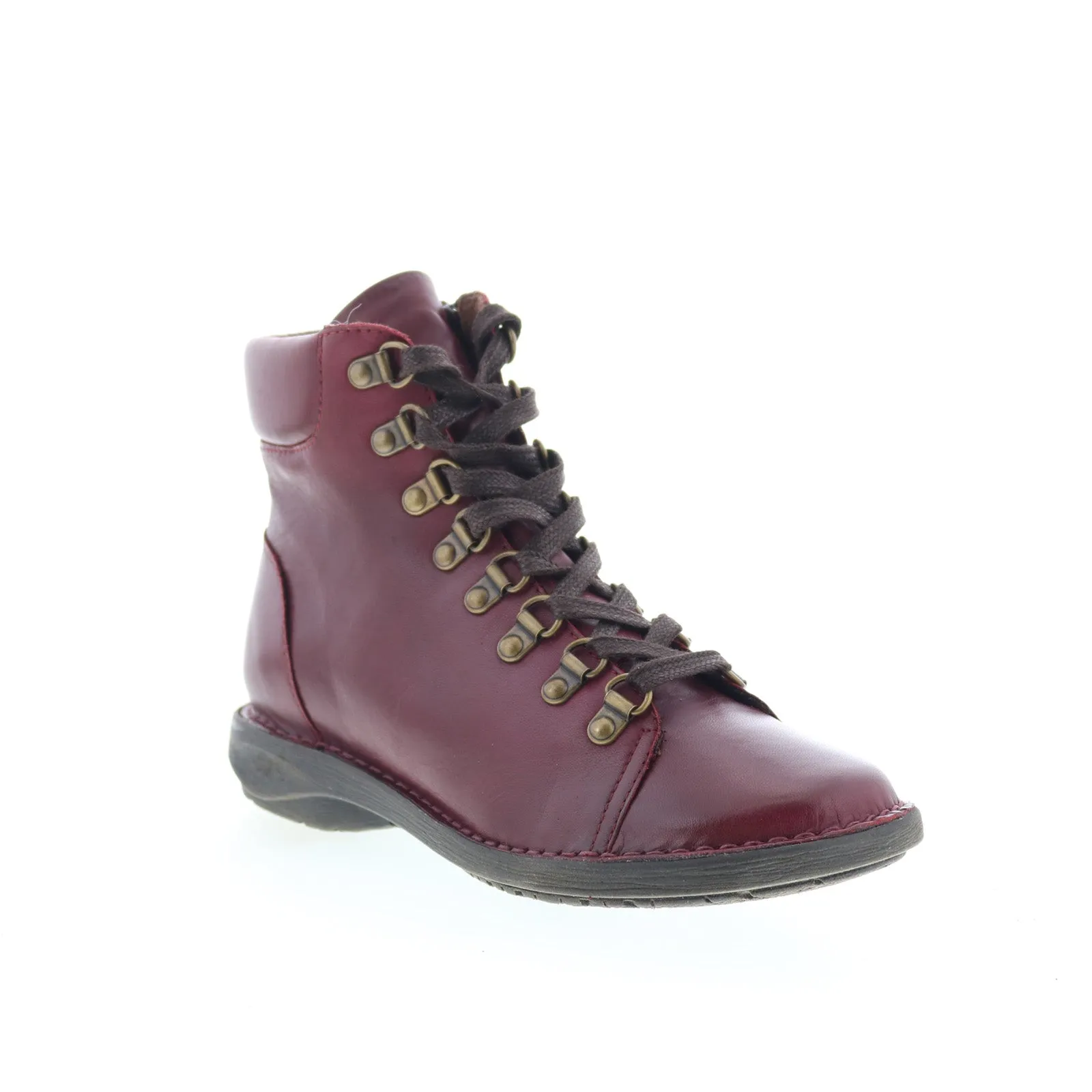 Miz Mooz Prentiss Womens Burgundy Leather Lace Up Casual Dress Boots Anti-Slip Function Flexible Sole