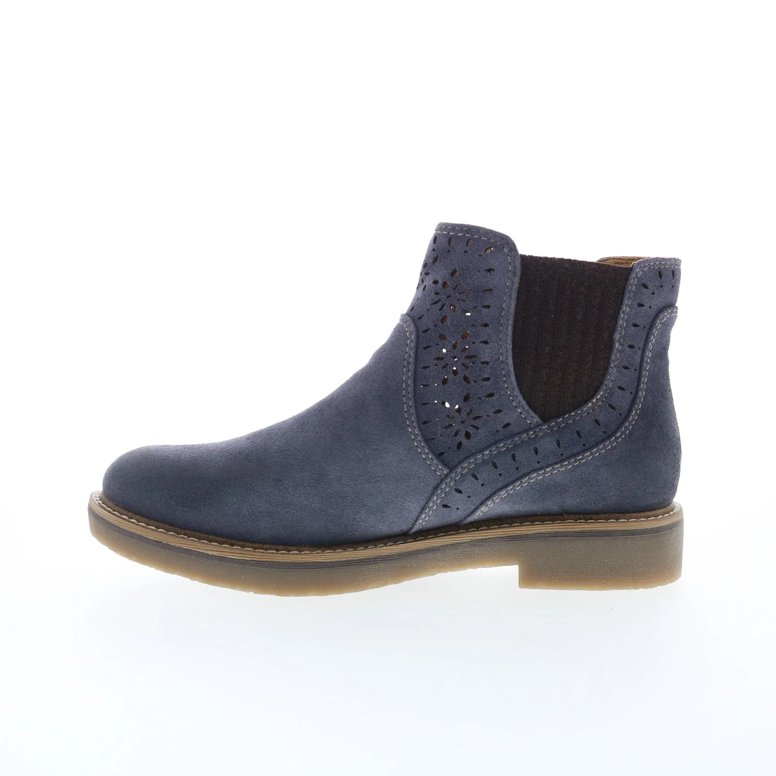 Comfortiva Raya CT0047207 Womens Blue Wide Suede Chelsea Boots Lightweight Fit