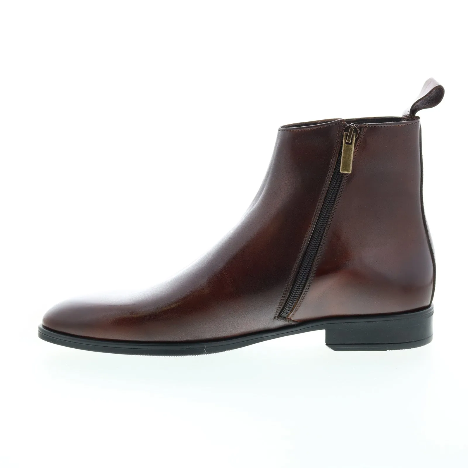 Bruno Magli Milton MB2MLTE0 Mens Brown Leather Zipper Casual Dress Boots Chic Style Buckle Closure