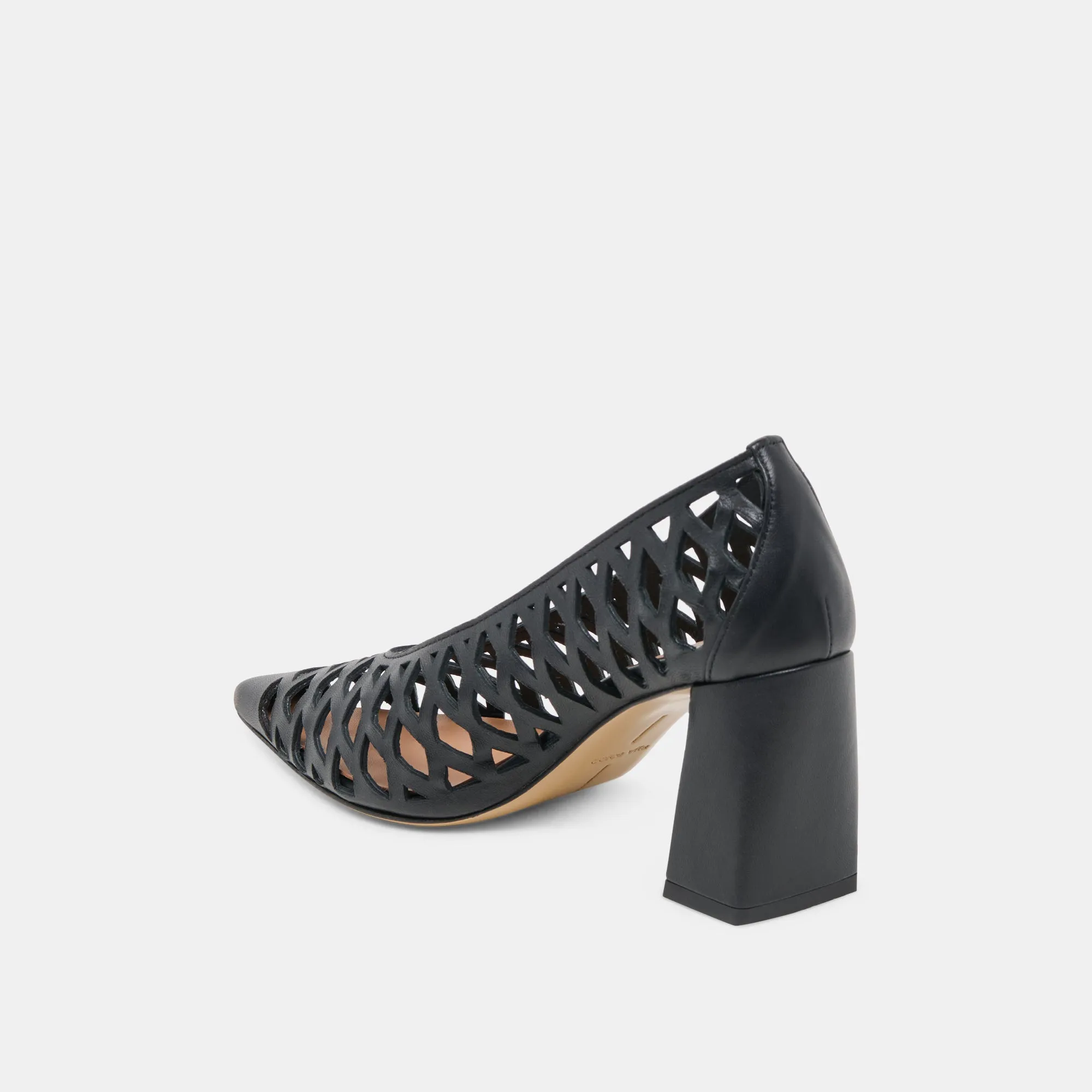 Comfort Fit Supportive TANYA HEELS BLACK WOVEN LEATHER