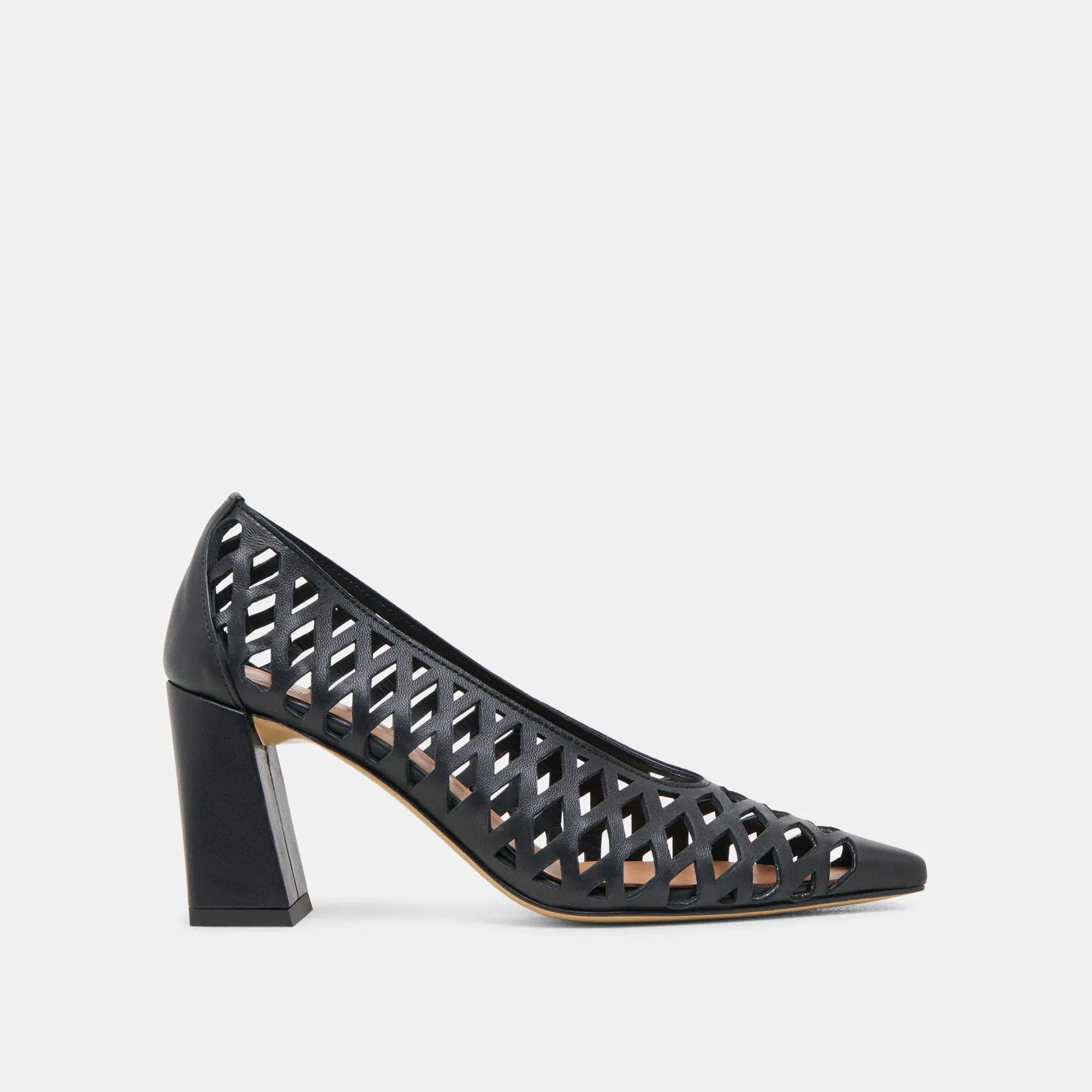 Wedge Wedding Shoes Stable Structure TANYA HEELS BLACK WOVEN LEATHER