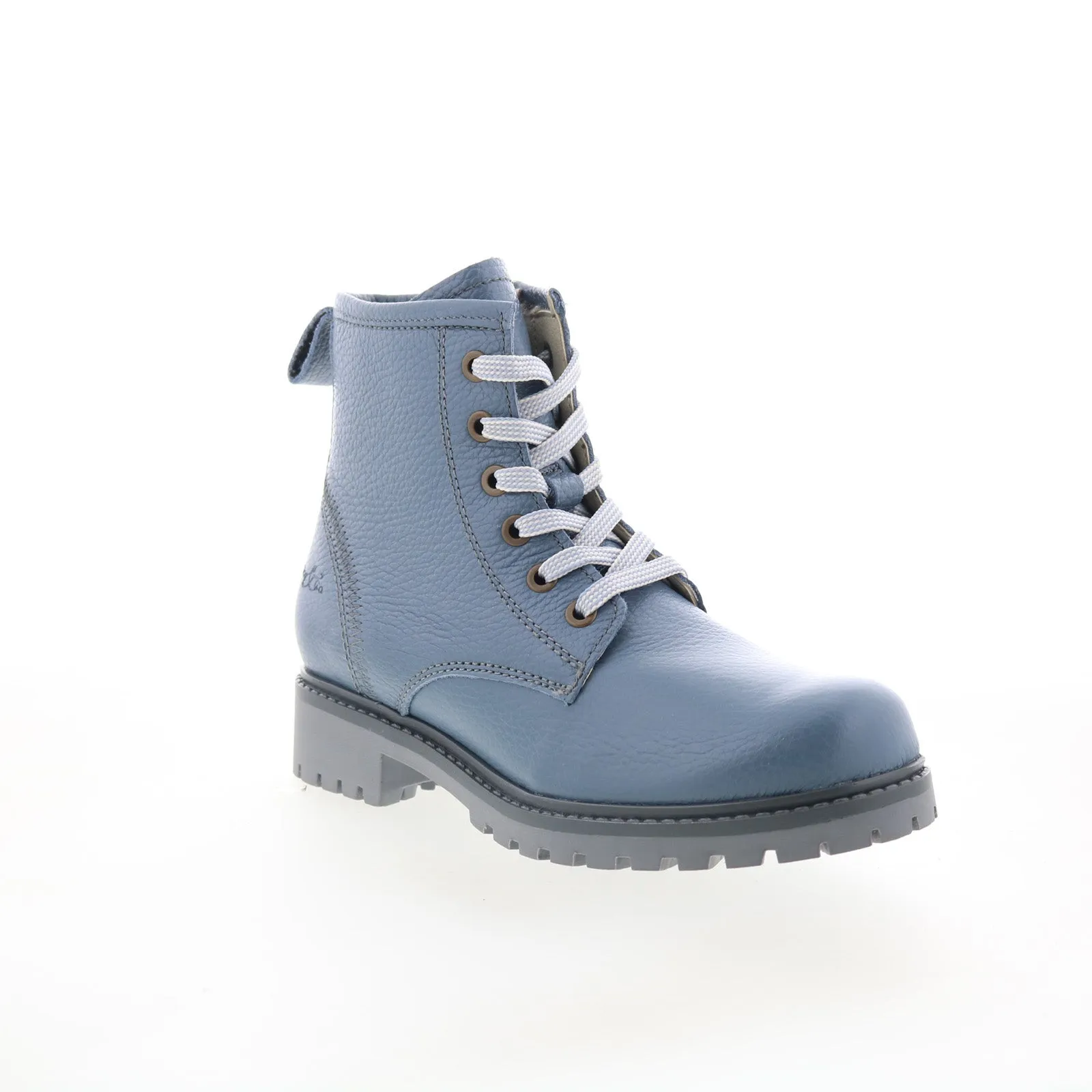 Comfort arch Bos. & Co. Carinas Womens Blue Leather Lace Up Casual Dress Boots
