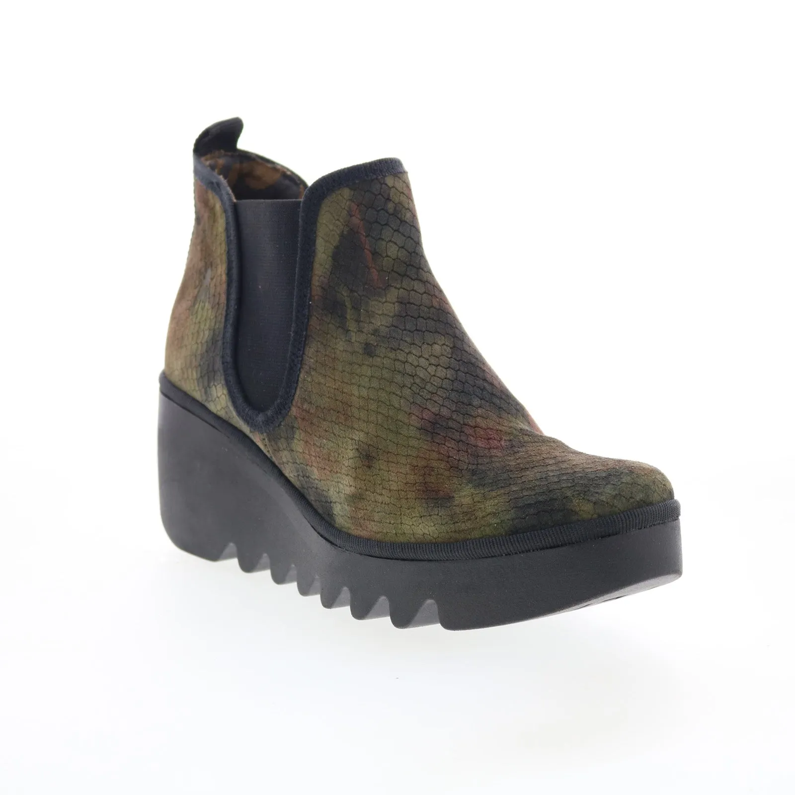 Fly London Byne BYNE349FLY-003 Womens Green Suede Slip On Chelsea Boots City Travel