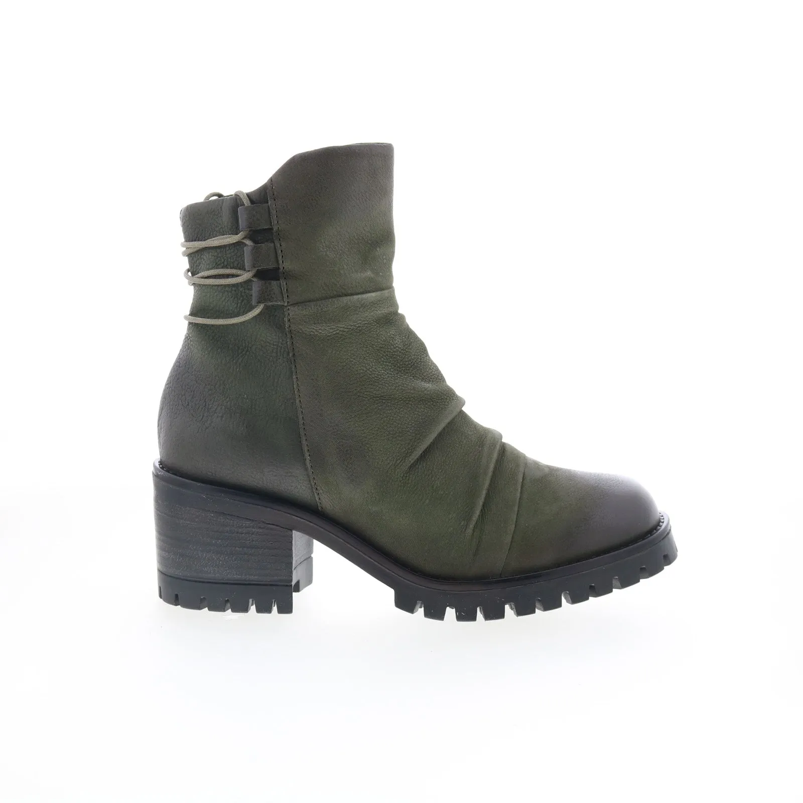 Miz Mooz Mildred P91202-101-6214 Womens Green Leather Ankle & Booties Boots Soft Lining Travel Friendly