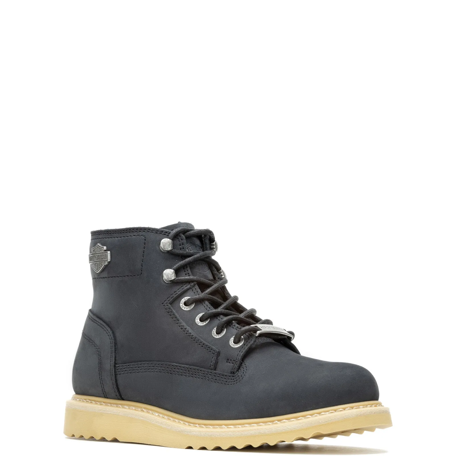 Harley-Davidson Beaton D93852 Mens Black Leather Lace Up Casual Dress Boots Premium Protection No Tie